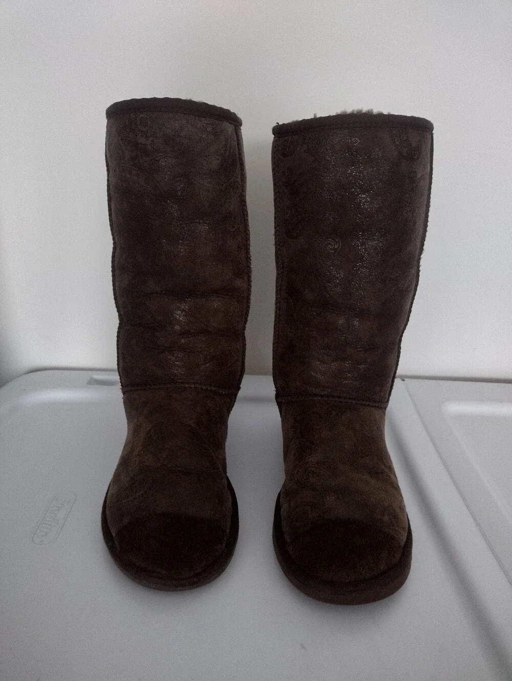 UGG Australia Women's Tall Baroque Embossed Paisley Boots, Brown, Size 6